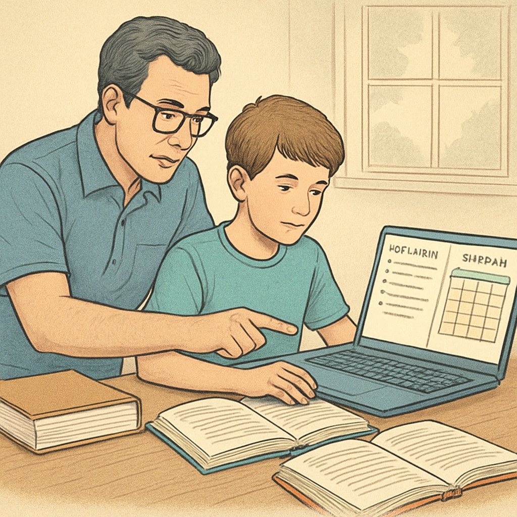 Family managing Khan World School dual credit program at home