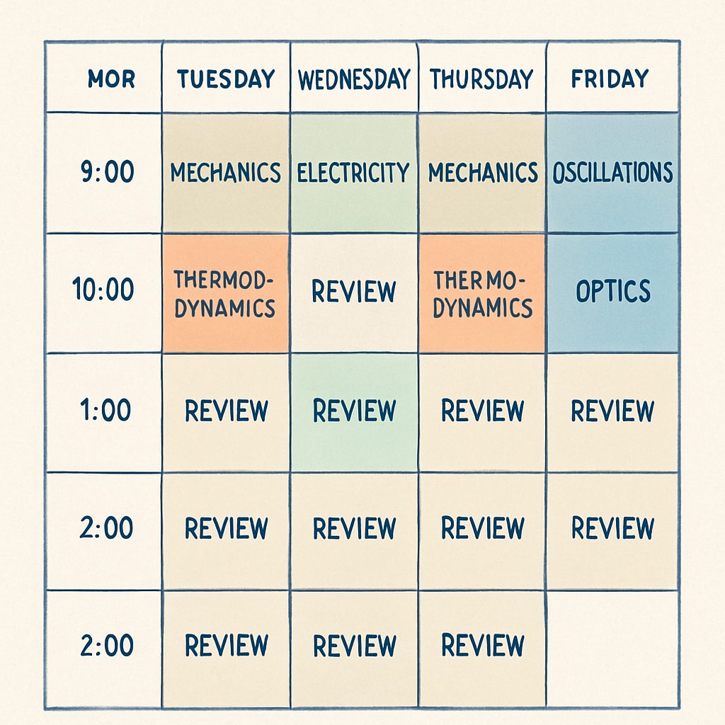Effective exam preparation schedule for physics backlogs
