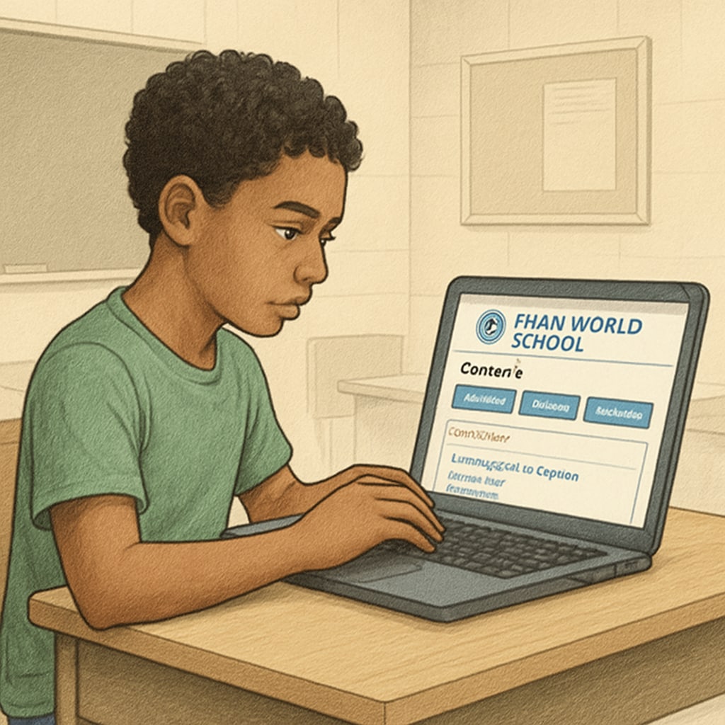 Middle school student participating in Khan World School dual enrollment program