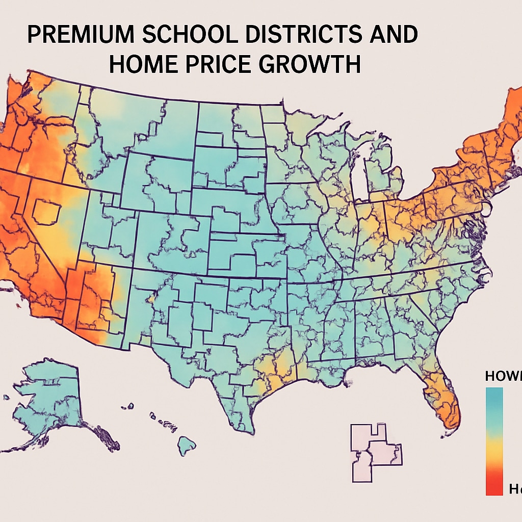 US school district rankings and property value correlation map