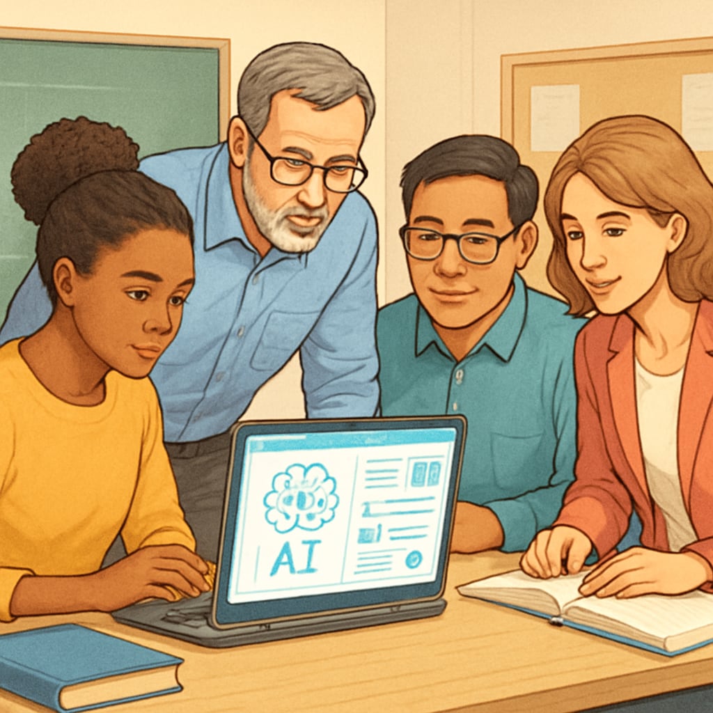 Teachers evaluating artificial intelligence tools for education efficiency