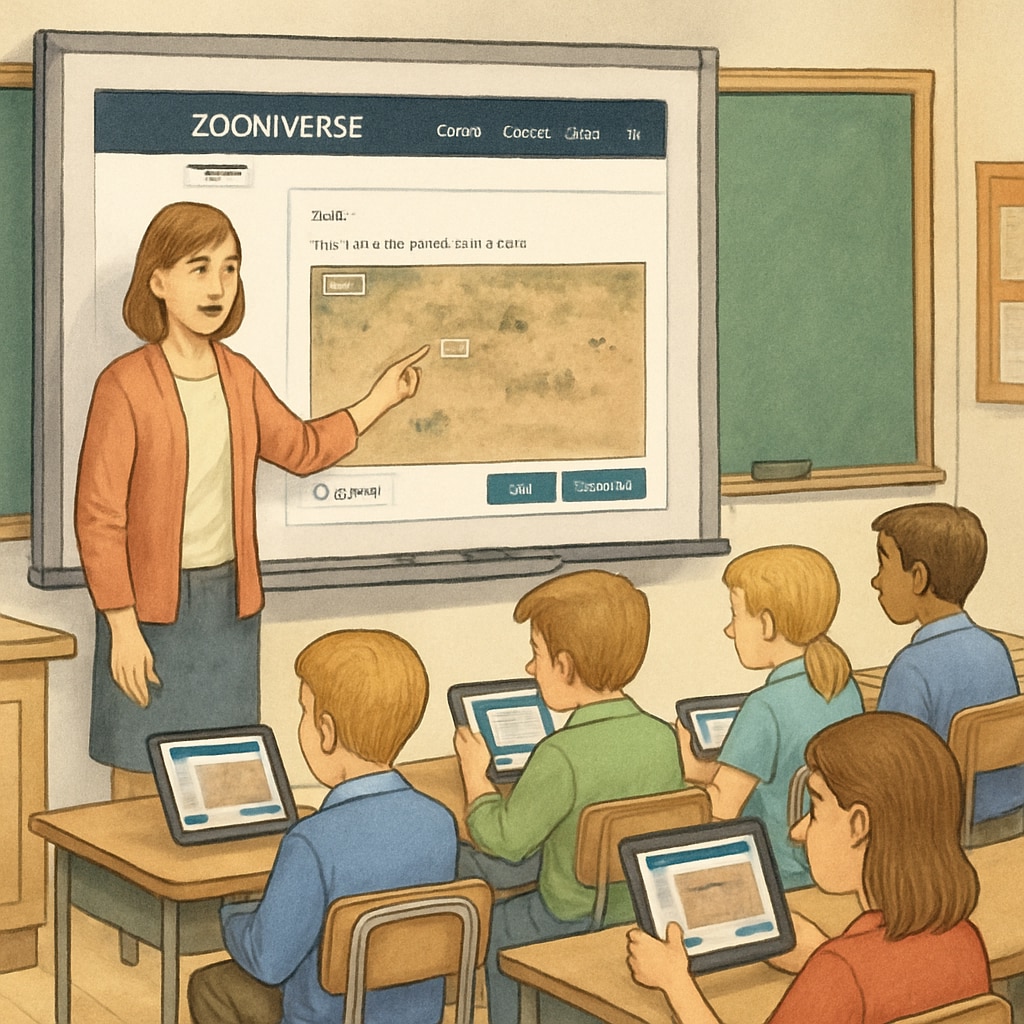 Teacher guiding student Zooniverse participation