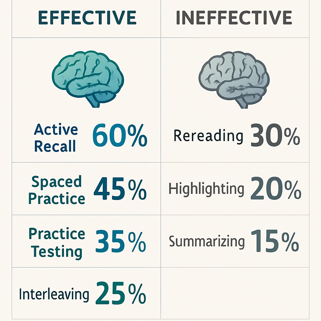 Visual guide to scientific learning methods and memory techniques