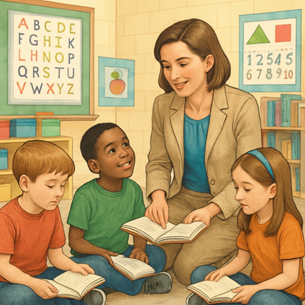 Public school teacher providing individualized instruction