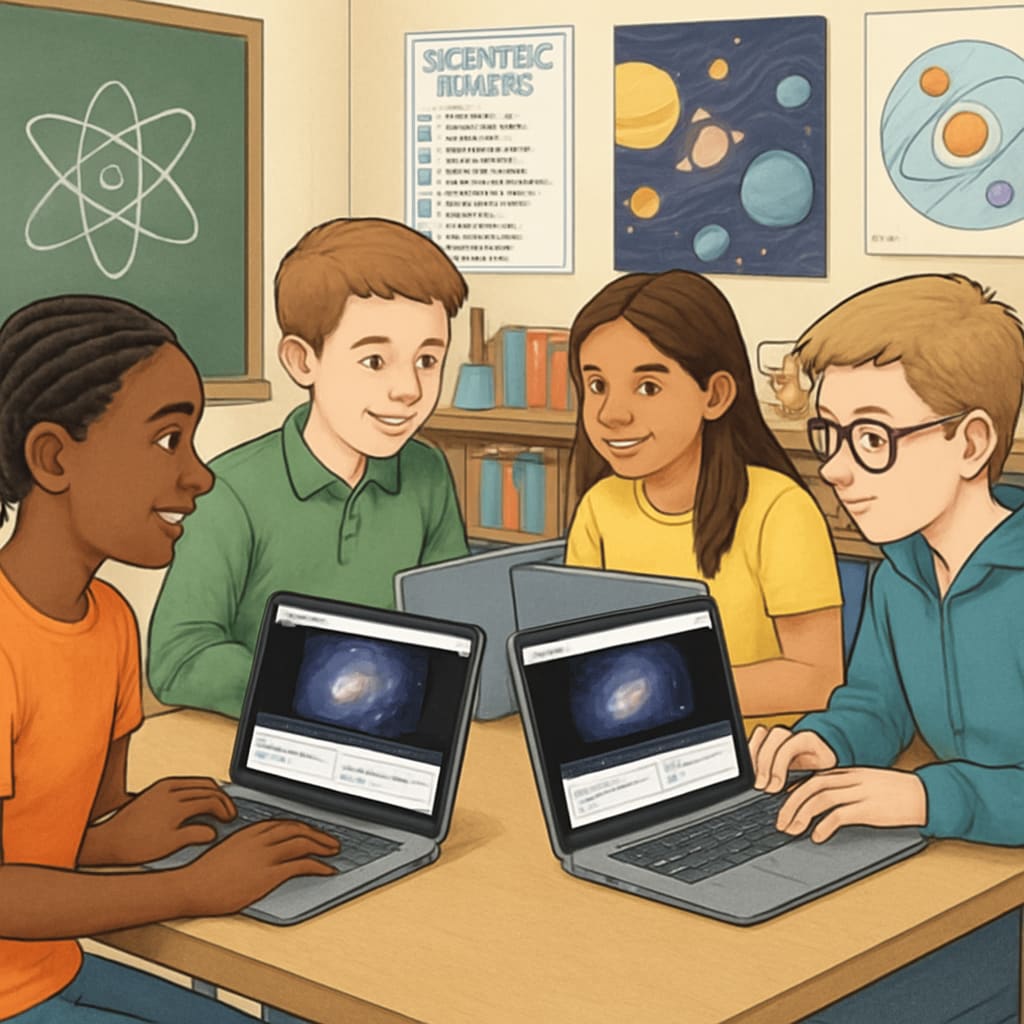 Students participating in Zooniverse citizen science astronomy project