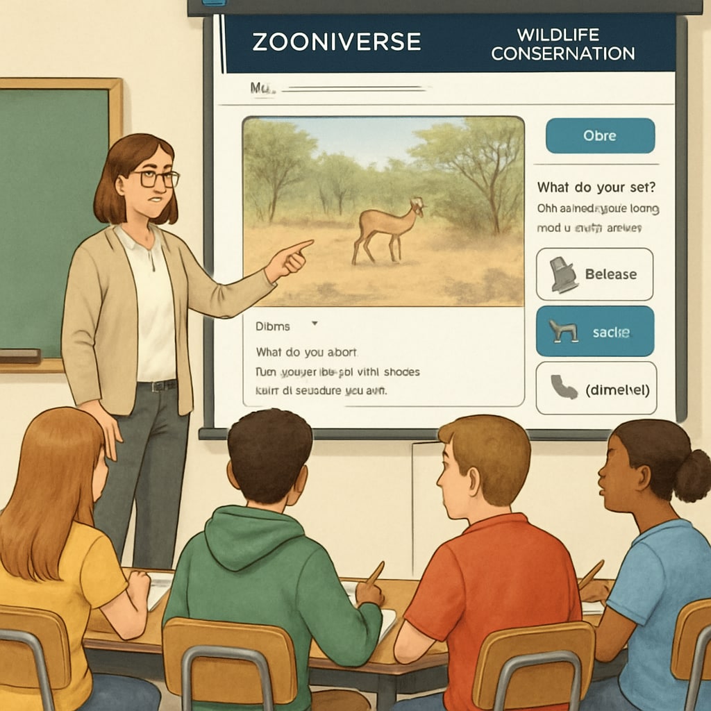 Teacher facilitating Zooniverse citizen science activity