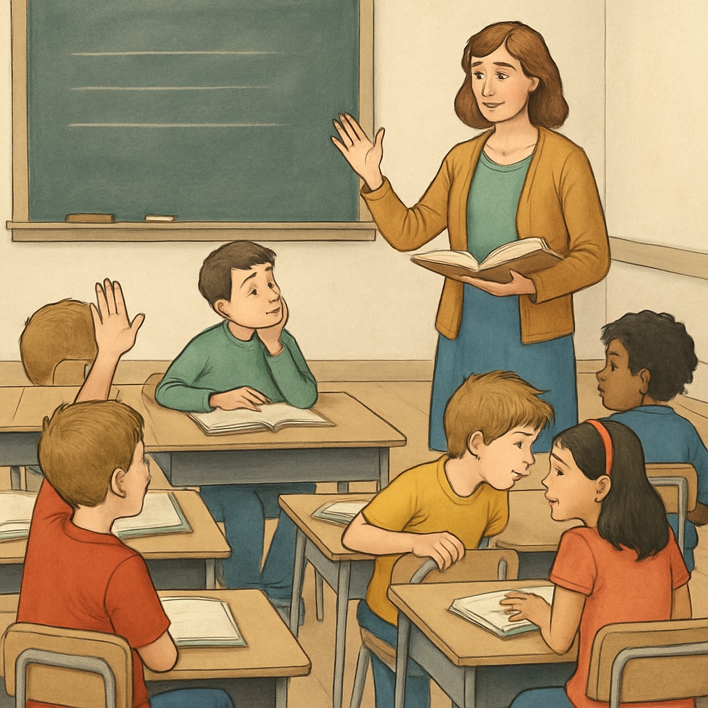 Public school teacher managing classroom with disruptive students