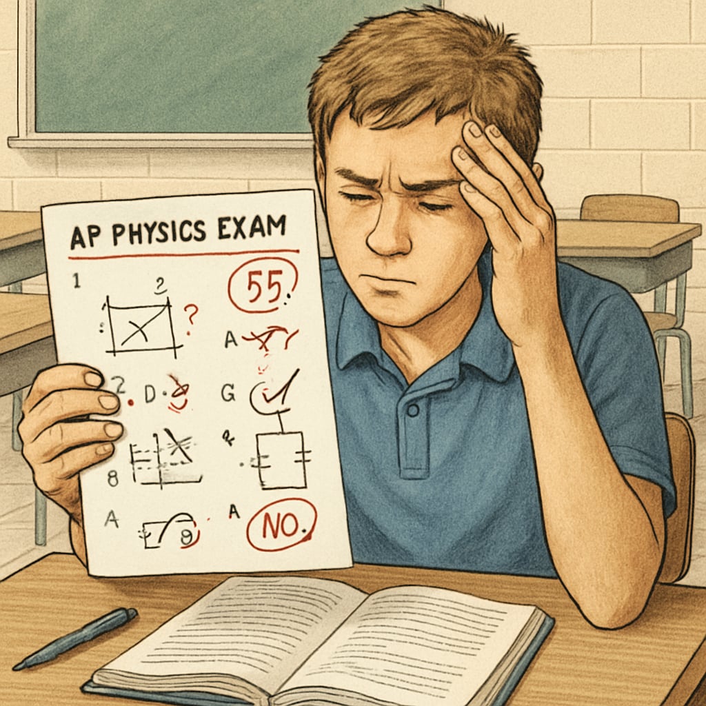 Student protesting unfair AP Physics exam grading