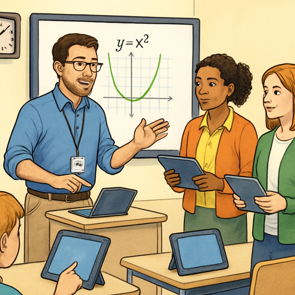 Education technology specialist supporting teachers with school equipment