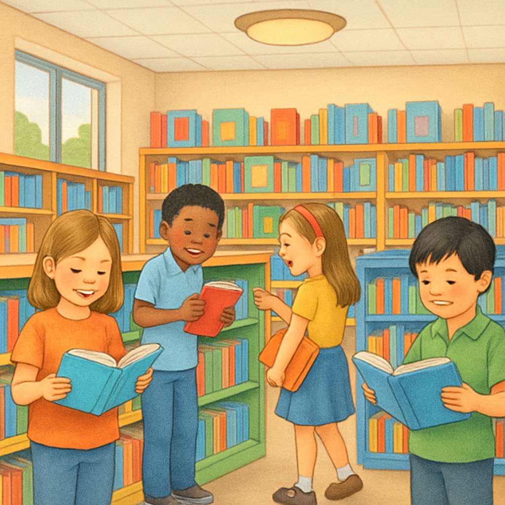 Well-stocked public school library environment
