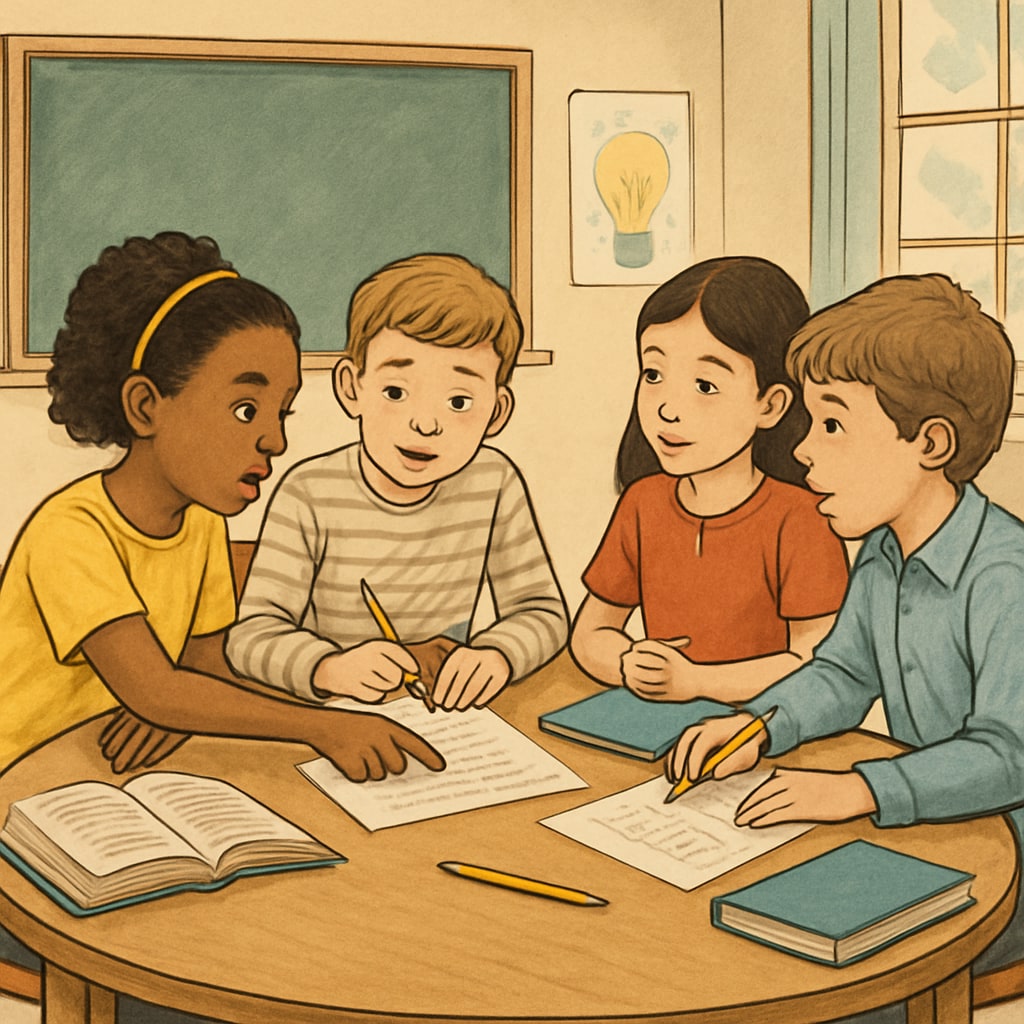 Multicultural students collaborating in a gifted education classroom
