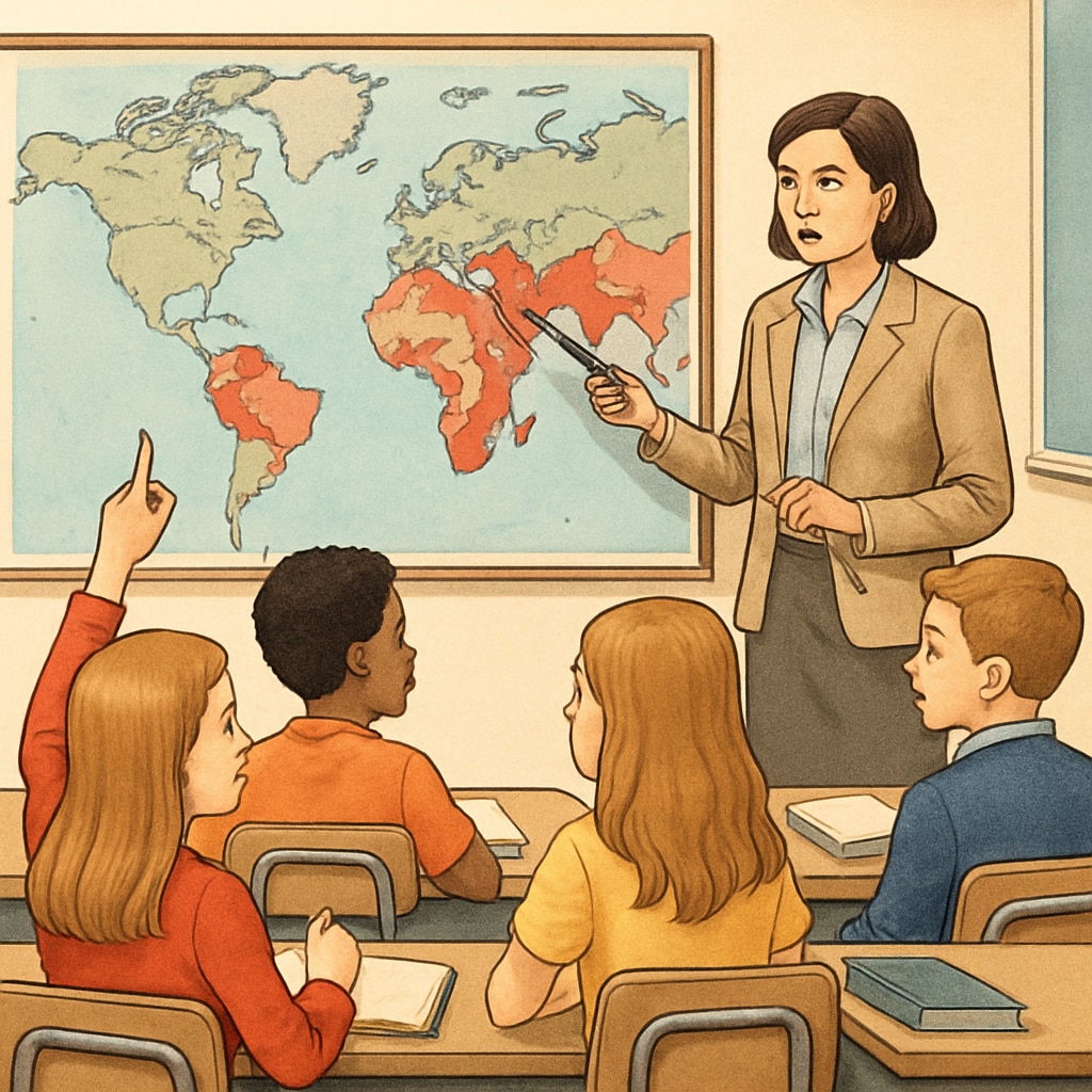 Educational discussion about global conflicts in school setting