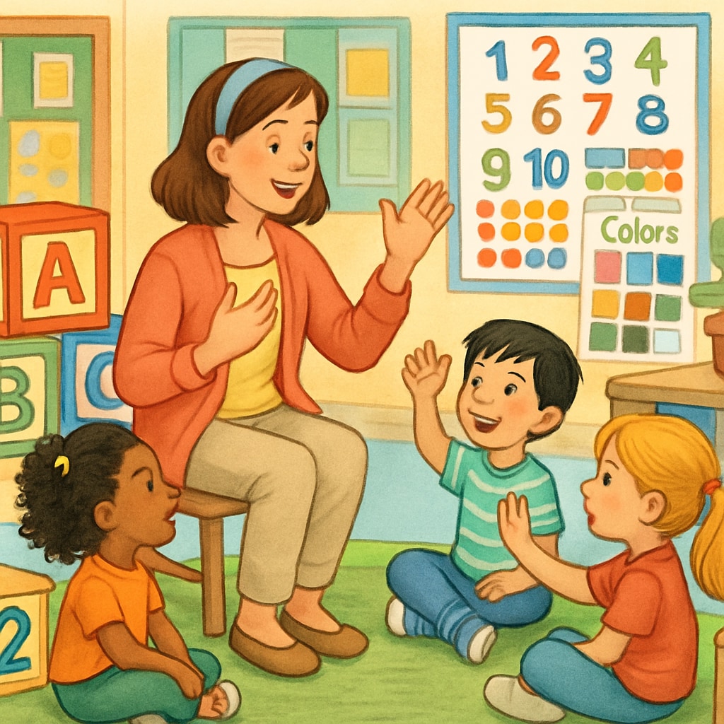 Ms.Rachel teaching toddlers in a vibrant Middle East-themed YouTube segment