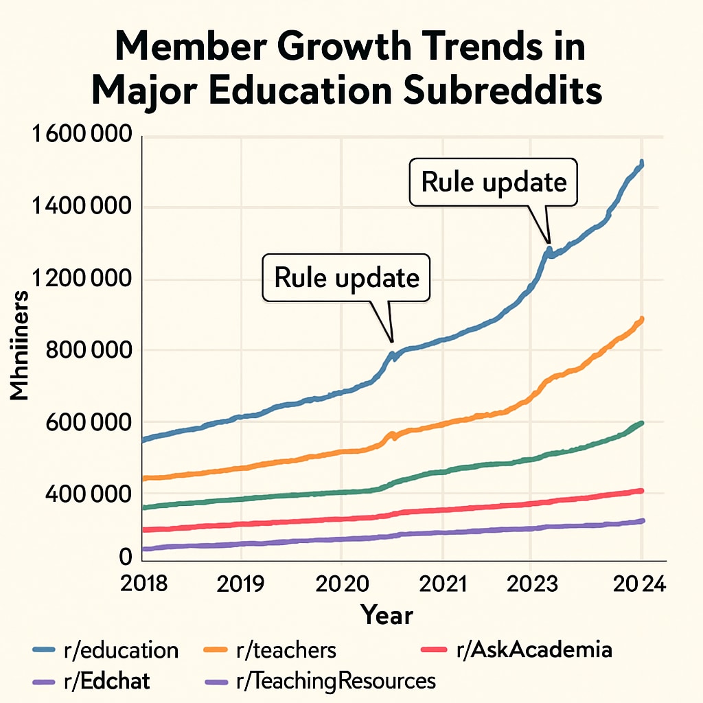 Reddit education network growth and community rules impact