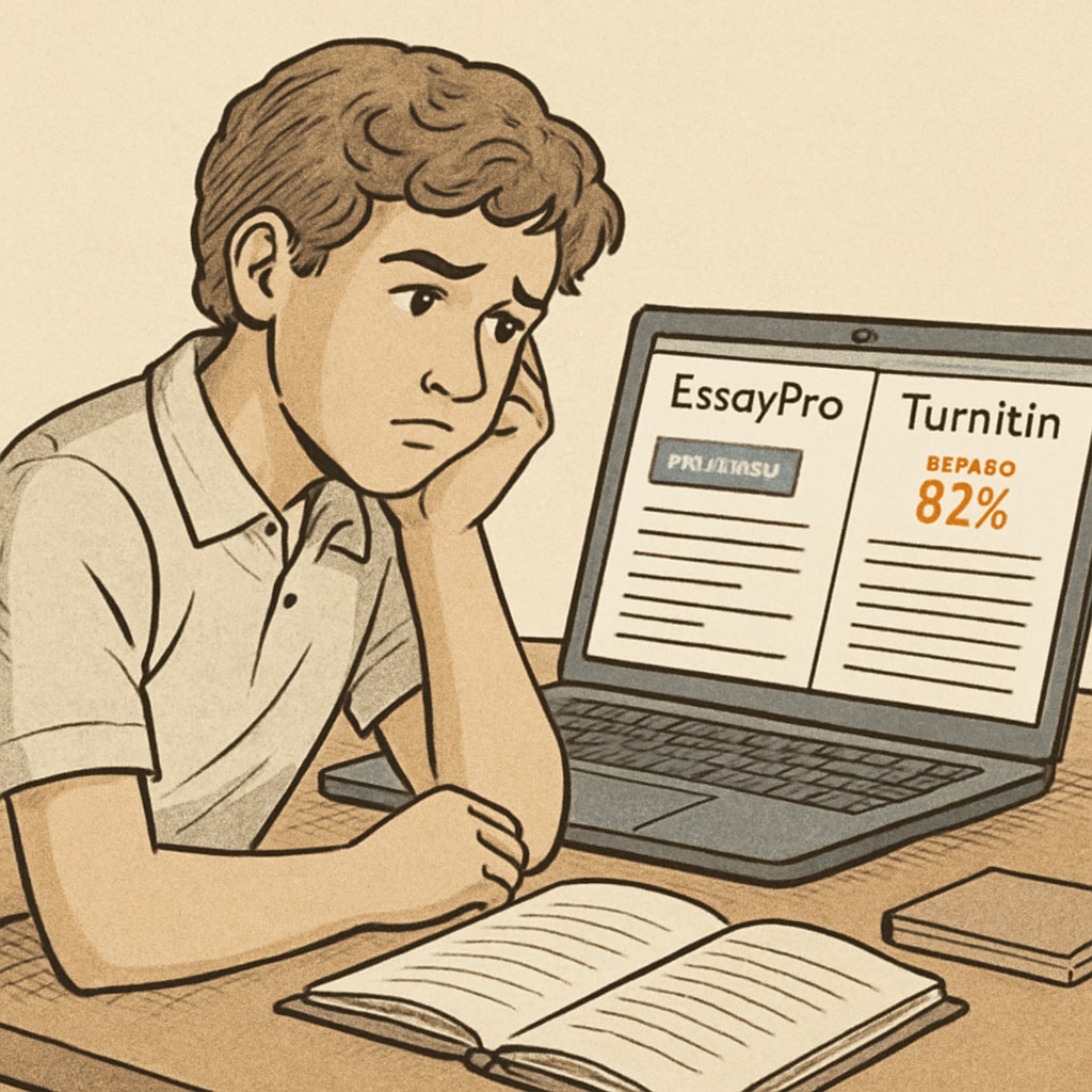 Student facing Essay Pro vs Turnitin plagiarism detection dilemma