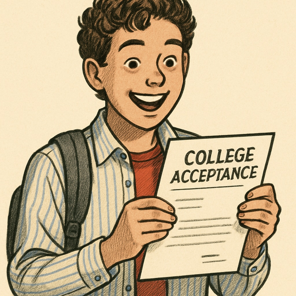 Successful grade skipping student celebrating early college admission
