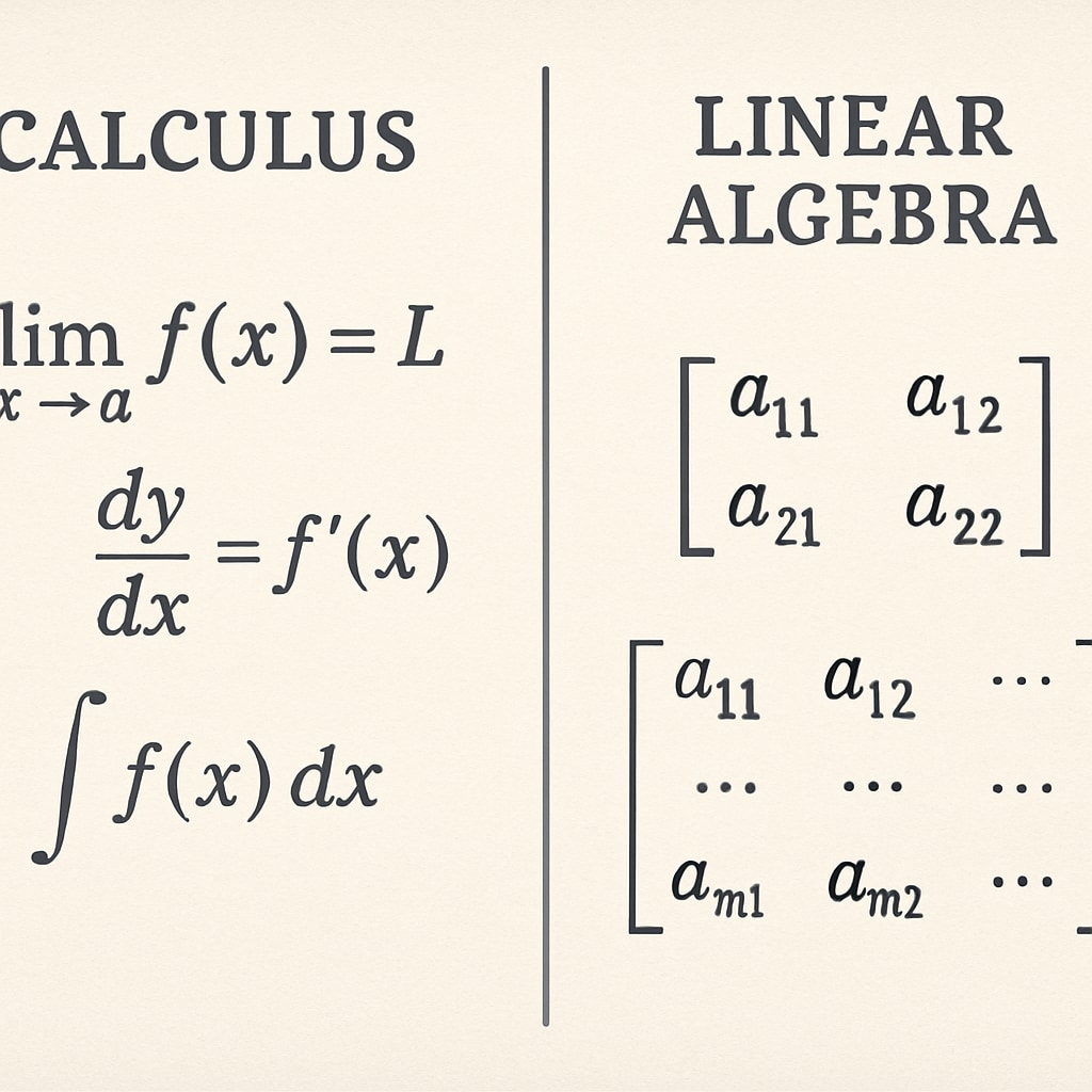 Calculus vs Linear Algebra visual comparison for biostatistics students