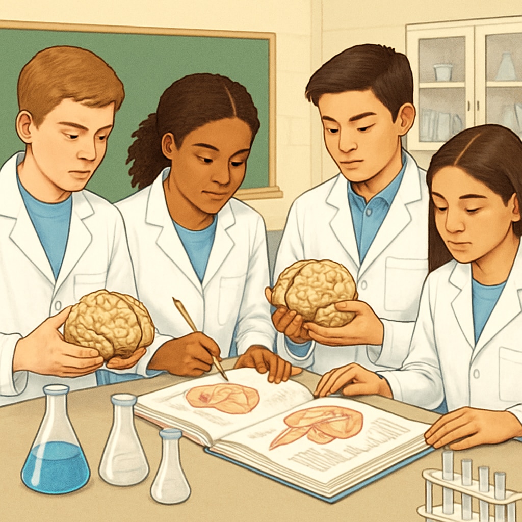 Gifted students exploring neuroscience concepts to enhance academic excellence
