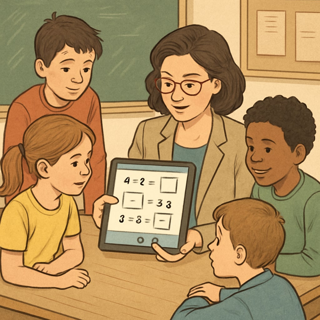 Teacher using Canva digital files for K-12 education