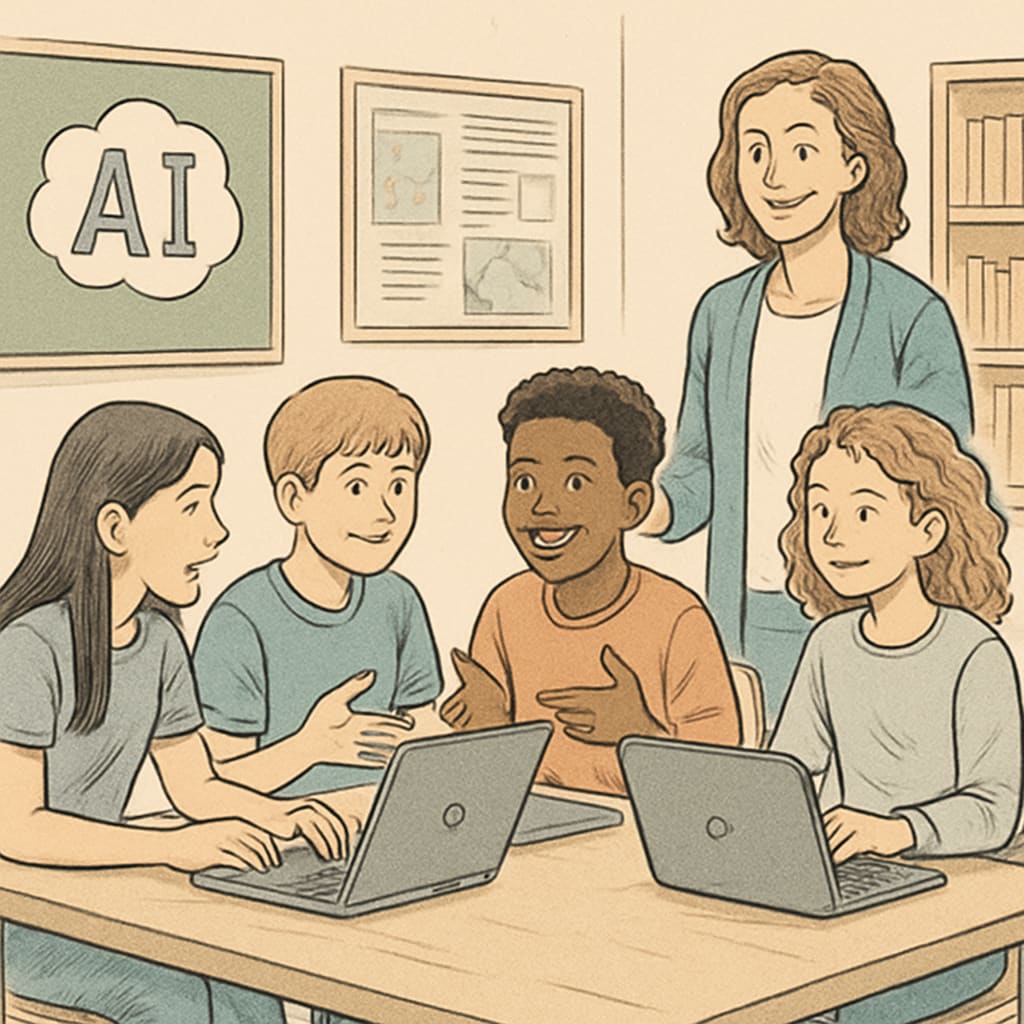 Students using ChatGPT for critical thinking development in classroom
