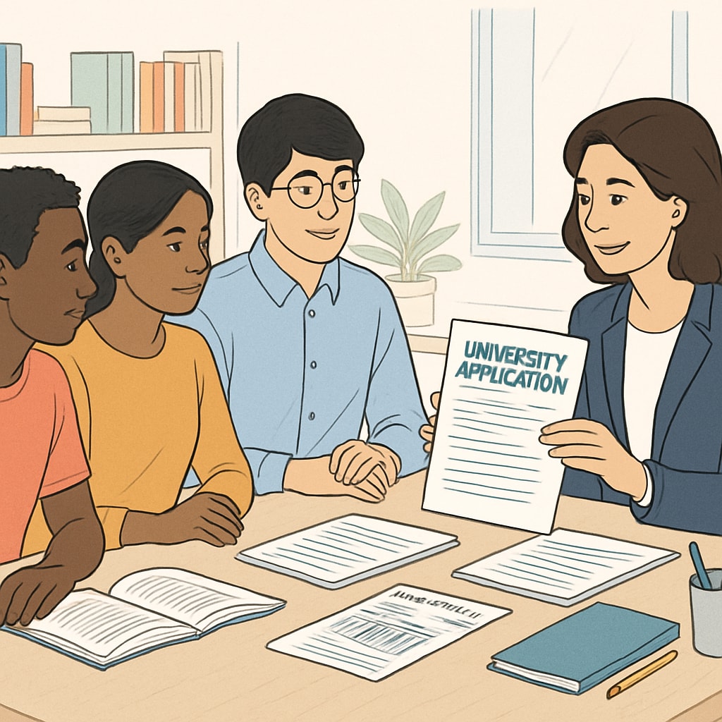 International students discussing A Levels for US university applications