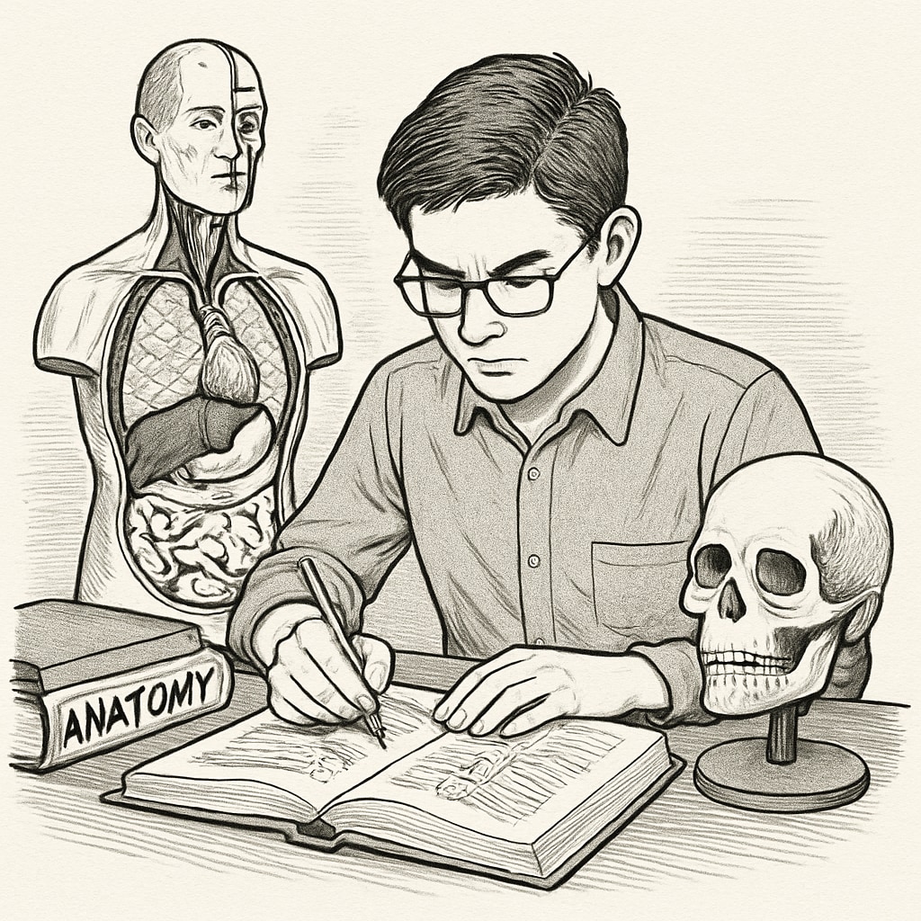 Gifted student engaged in supplemental neuroscience learning