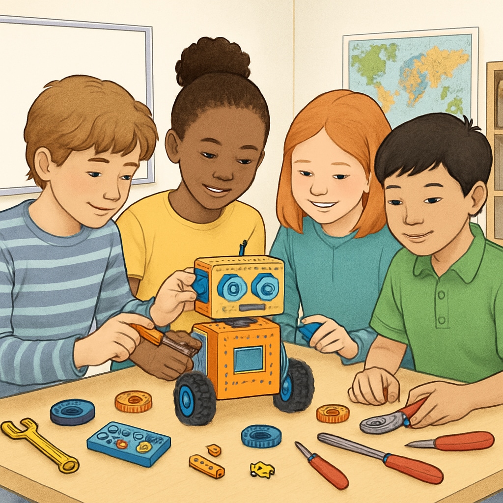 K12 students engaged in project-based robotics learning