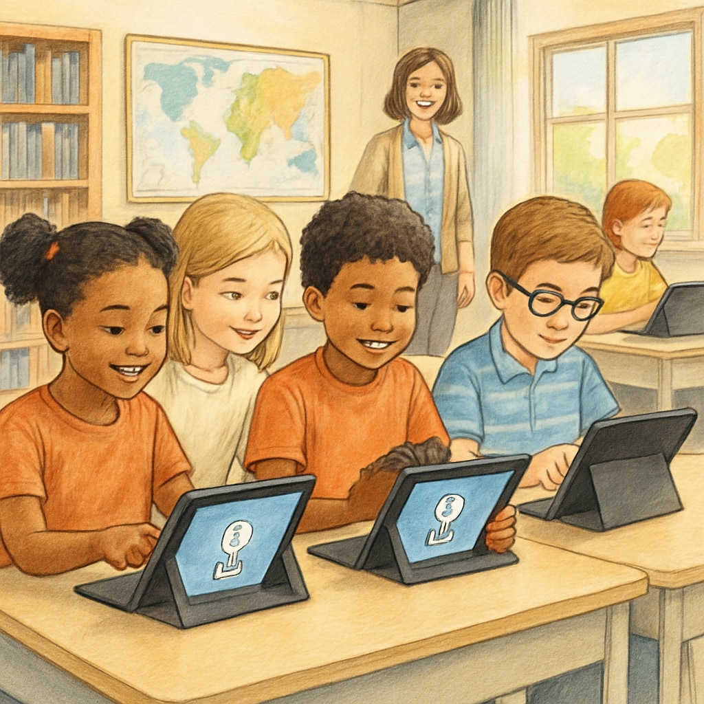 Children experiencing AI-enhanced learning in K12 education