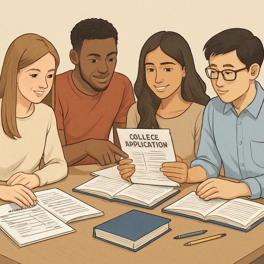 A Levels students discussing US university applications