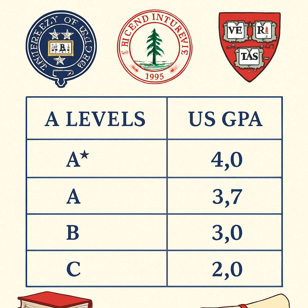 A Levels to US GPA conversion chart