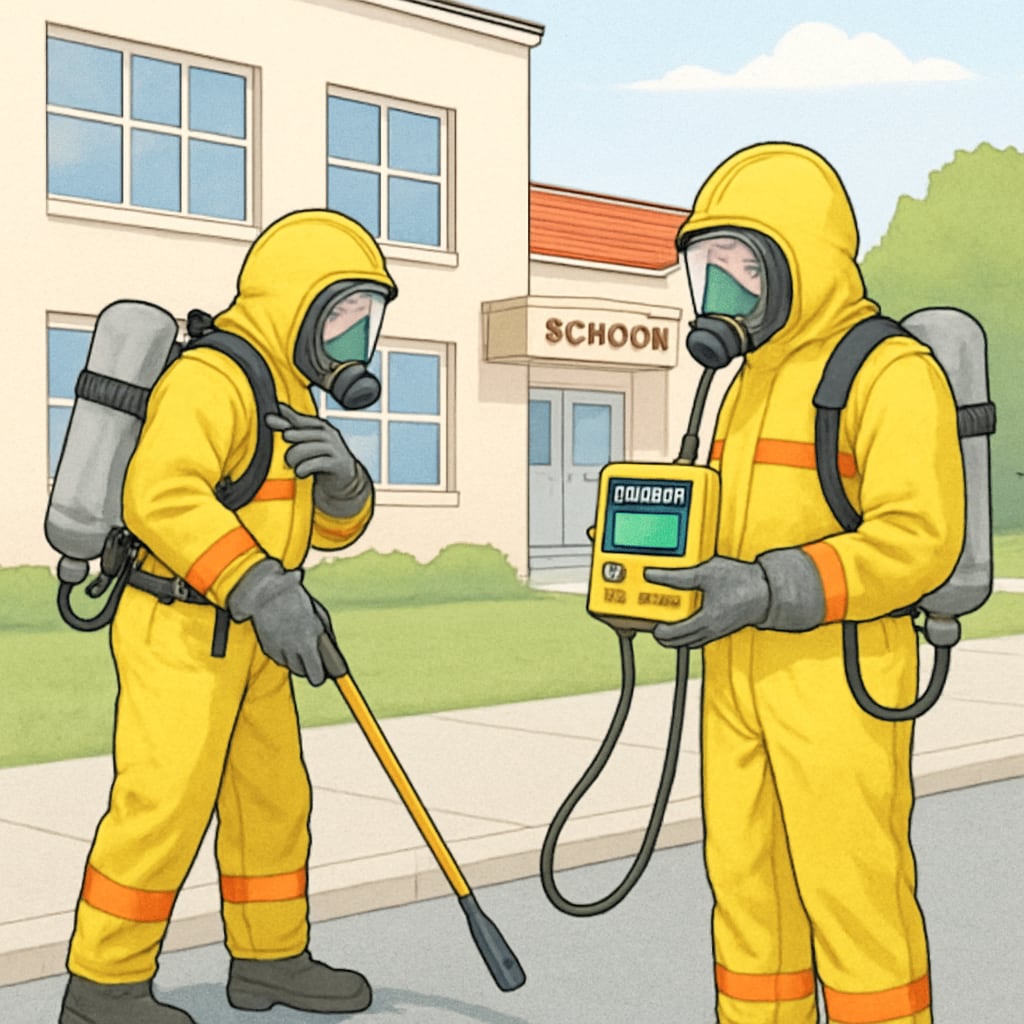 Methane leak detection at school by emergency personnel