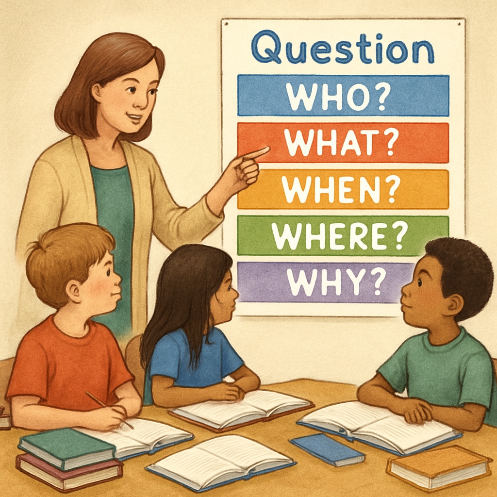 Teacher helping students develop research questions