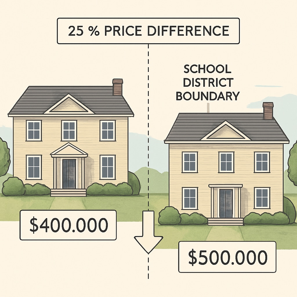 School district real estate comparison showing education quality premium
