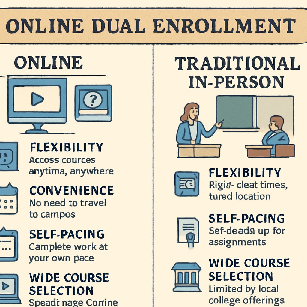 Online vs traditional dual enrollment comparison for homeschoolers