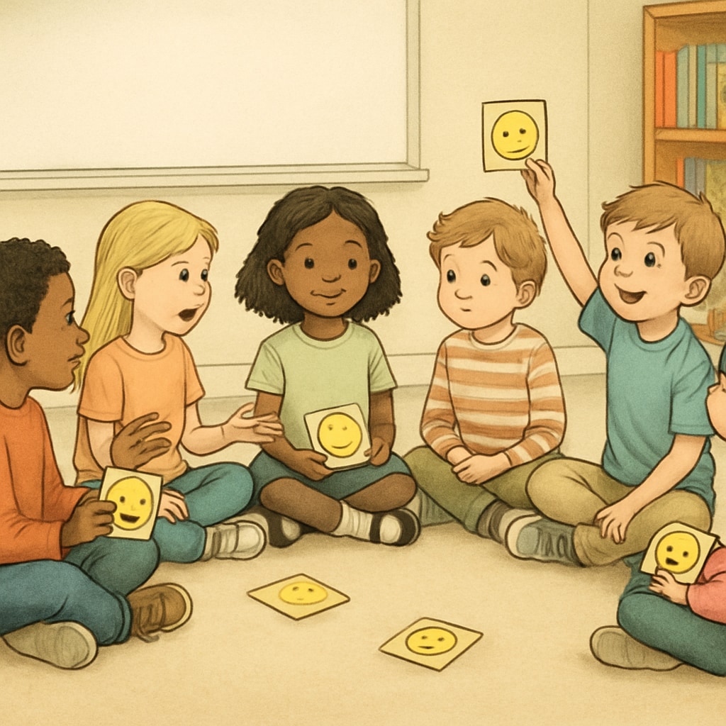 Children practicing emotional education through group activities