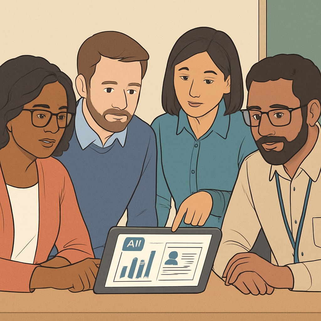 Teachers collaborating with AI tools to improve education efficiency