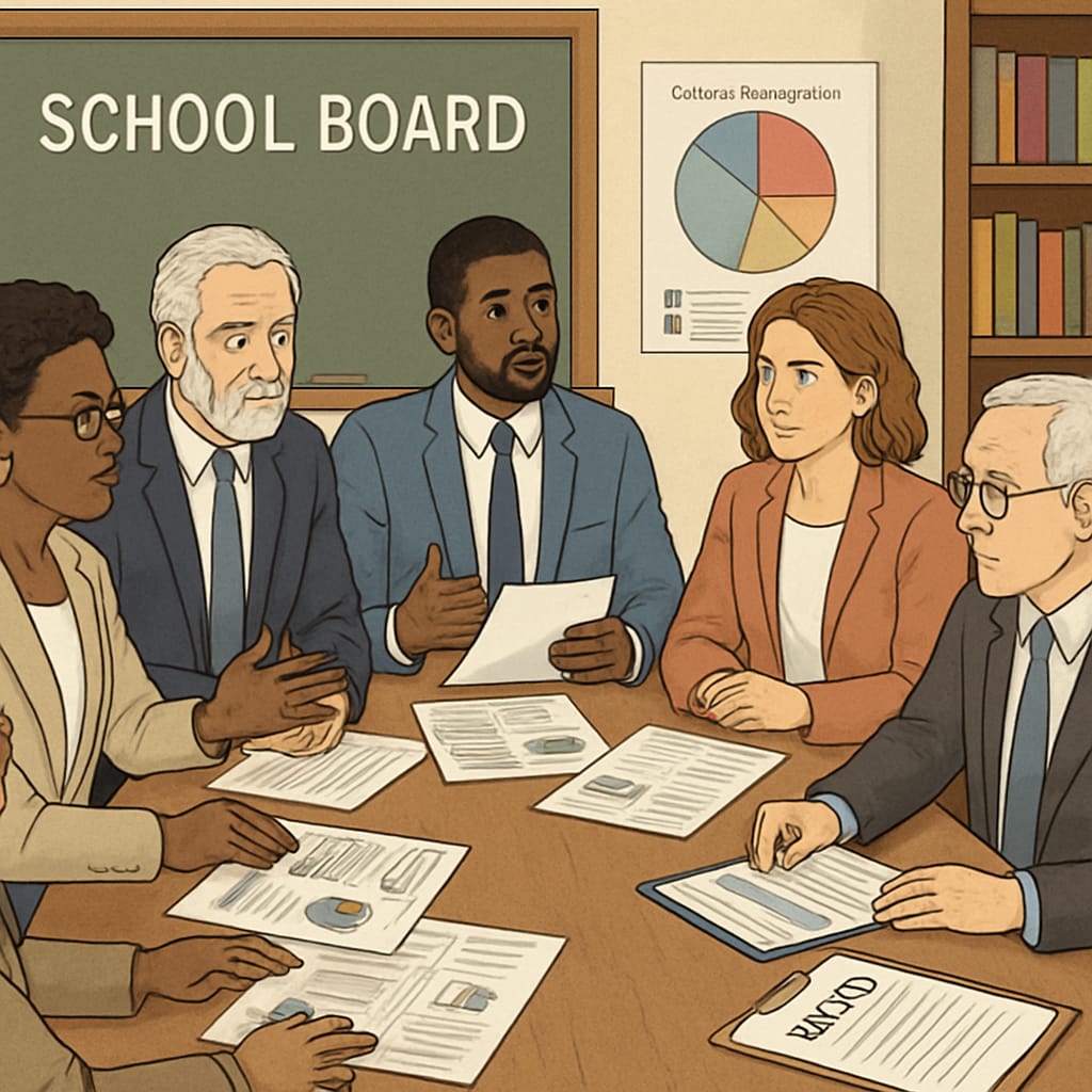 School board members collaborating to drive educational change