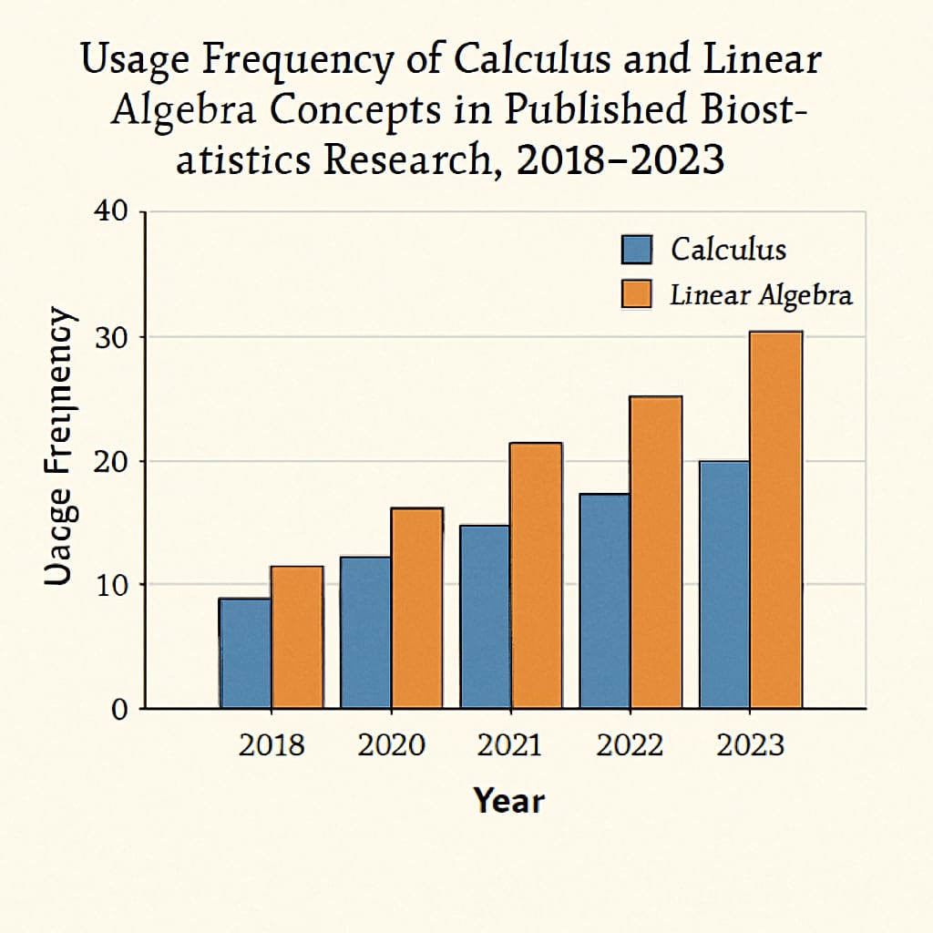 Calculus vs linear algebra application frequency in biostatistics research