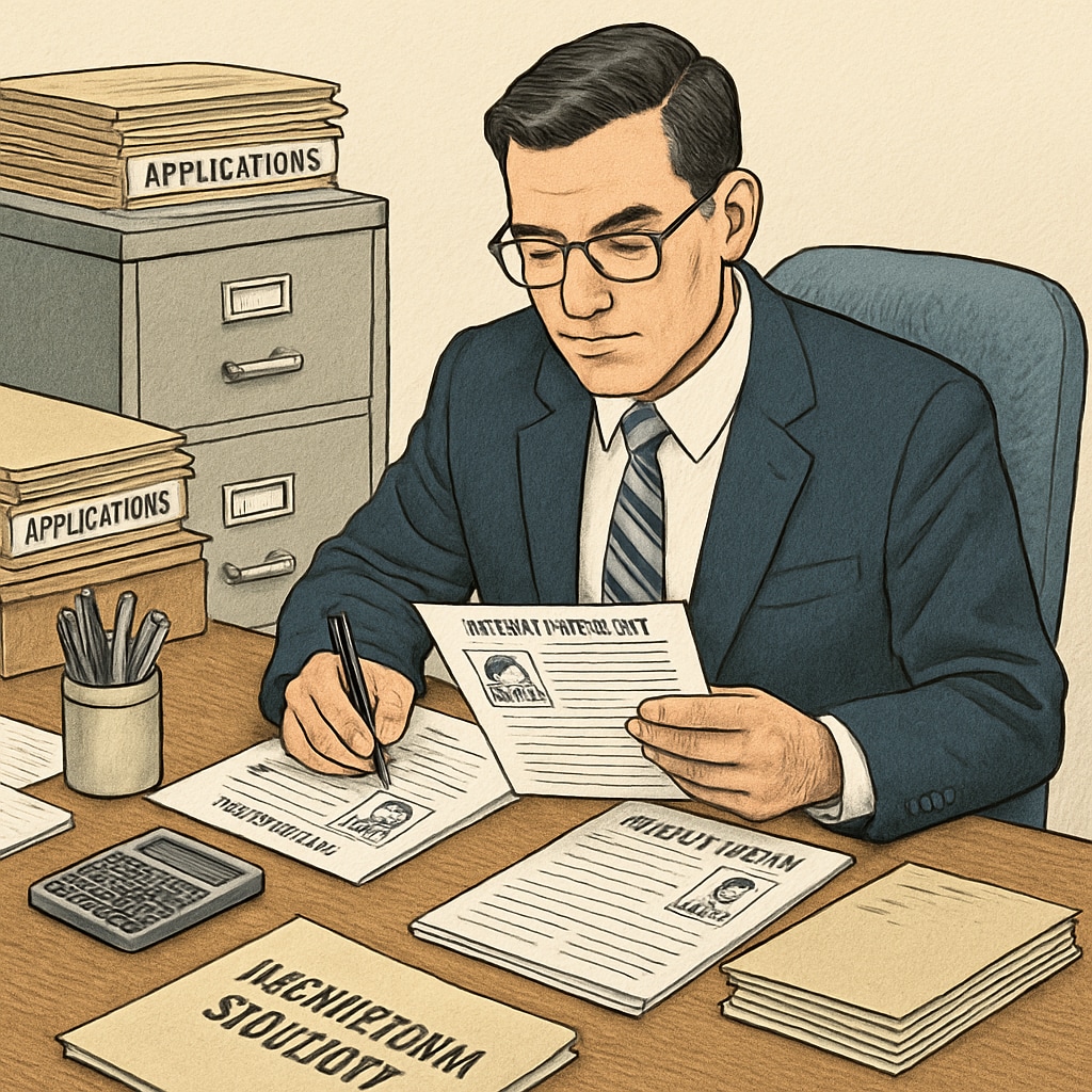 University staff evaluating A Levels credentials for US admissions