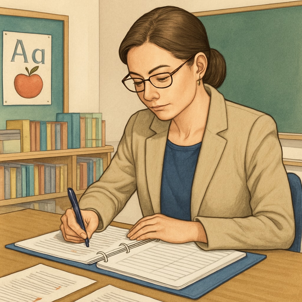 Teacher maintaining professional records of educational decisions