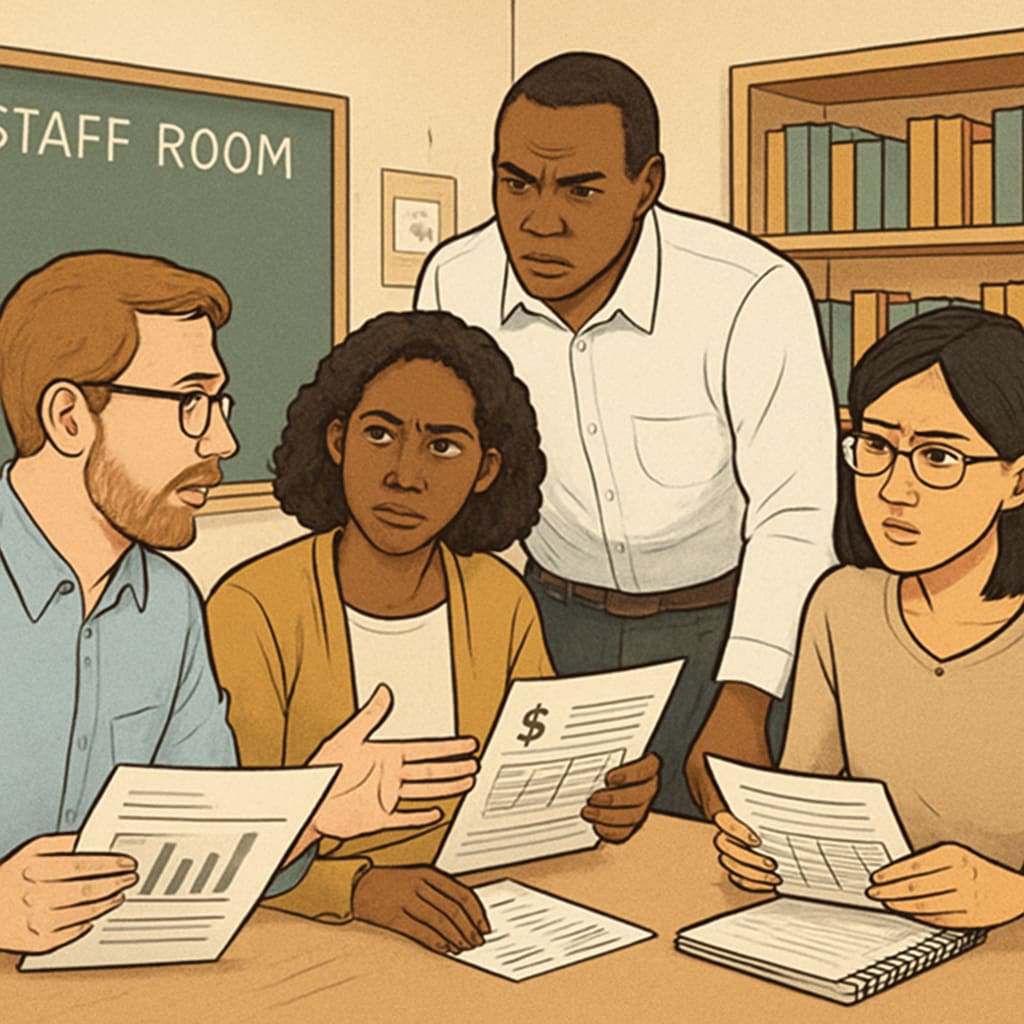 Educators discussing financial challenges from rising student loan payments