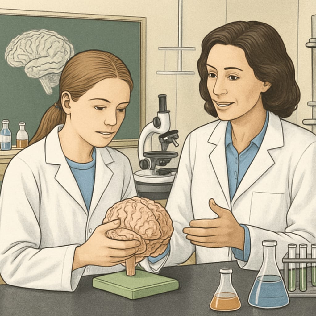 Gifted student exploring neurosurgery concepts through supplemental learning