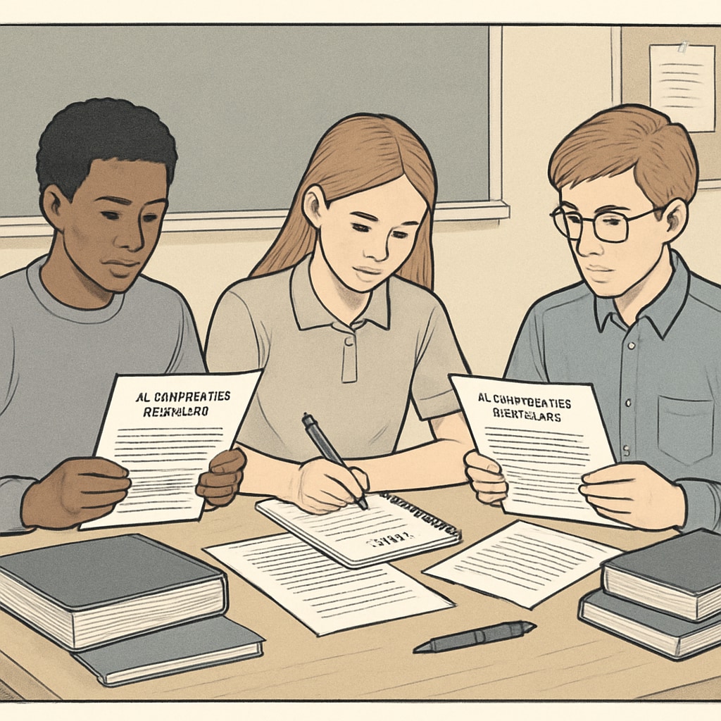 Students practicing critical thinking with educational methods involving AI tools