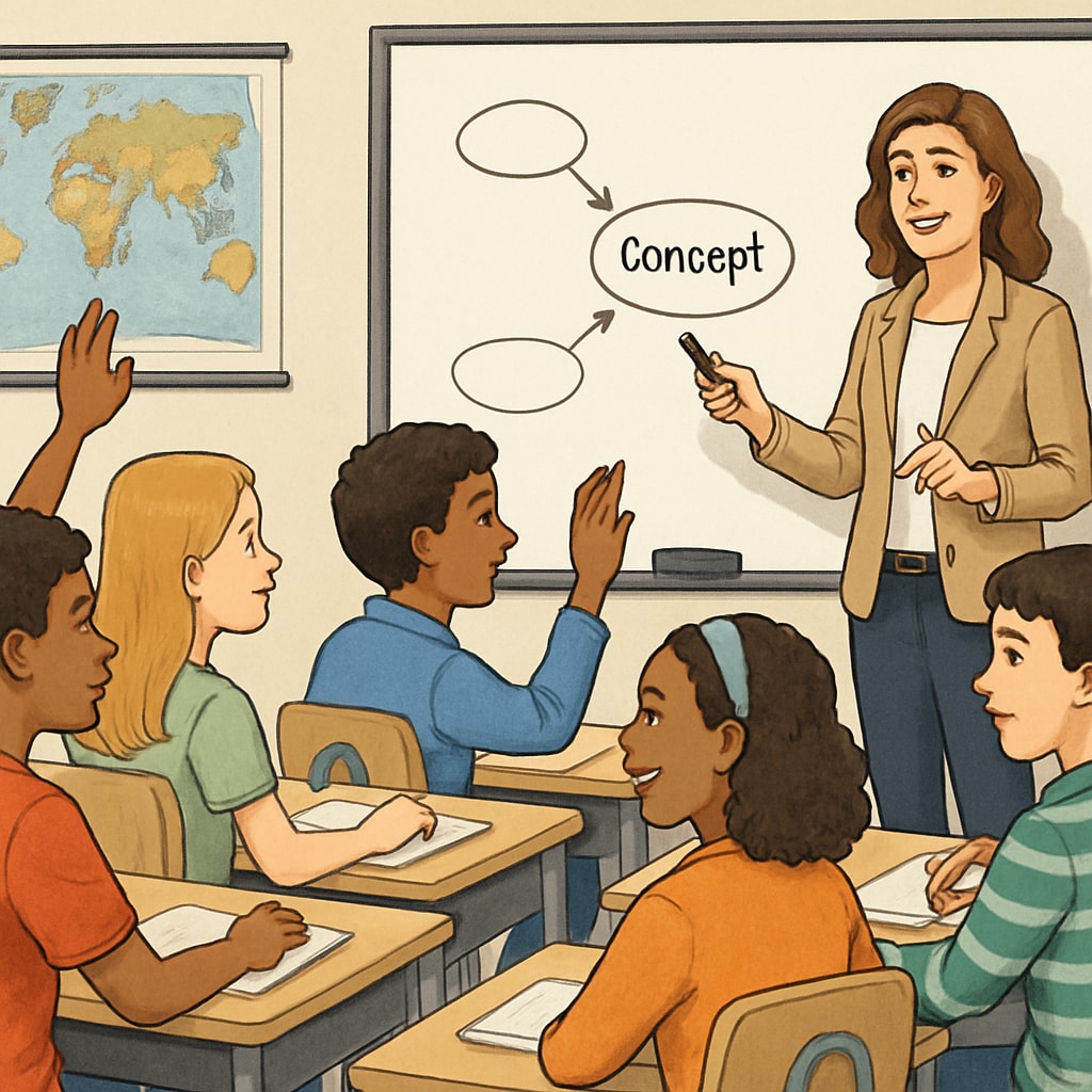 Private school classroom discussion about school selection and education quality