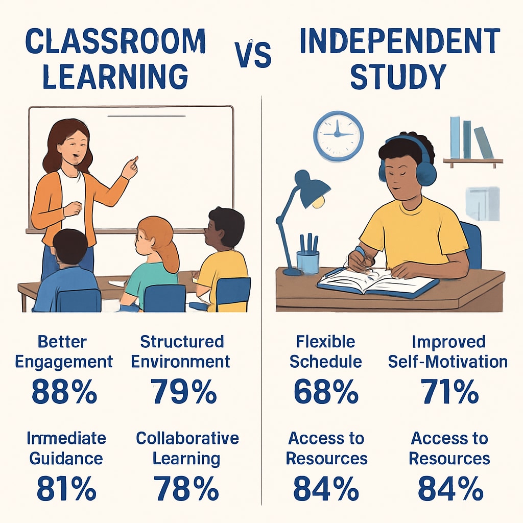 Visual comparison of structured schooling and self-directed learning