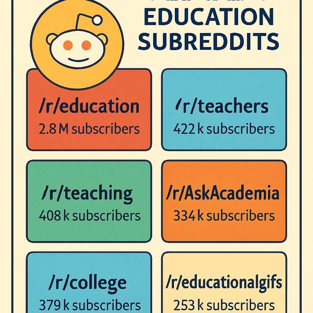 Reddit education communities infographic