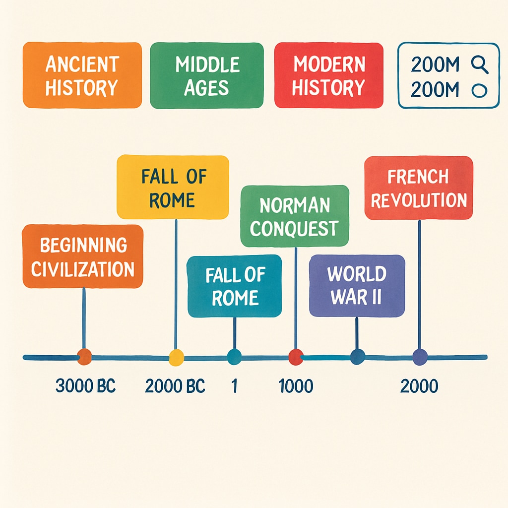 Education tools visual aids student assignments - history timeline example