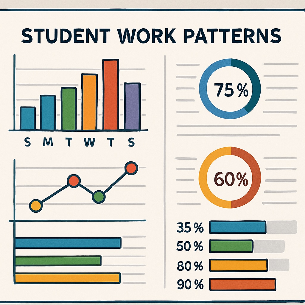 AI education tracking dashboard showing student productivity metrics