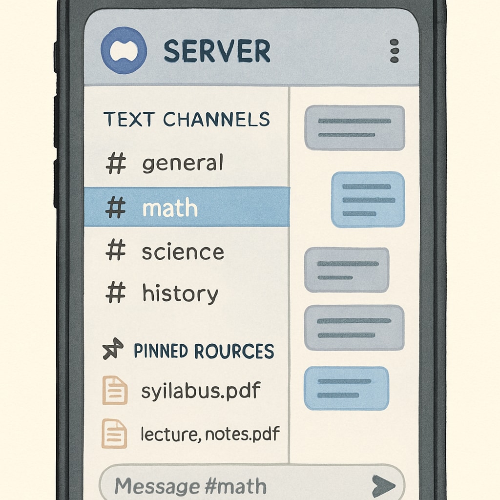 Organized Discord study group interface for academic subjects