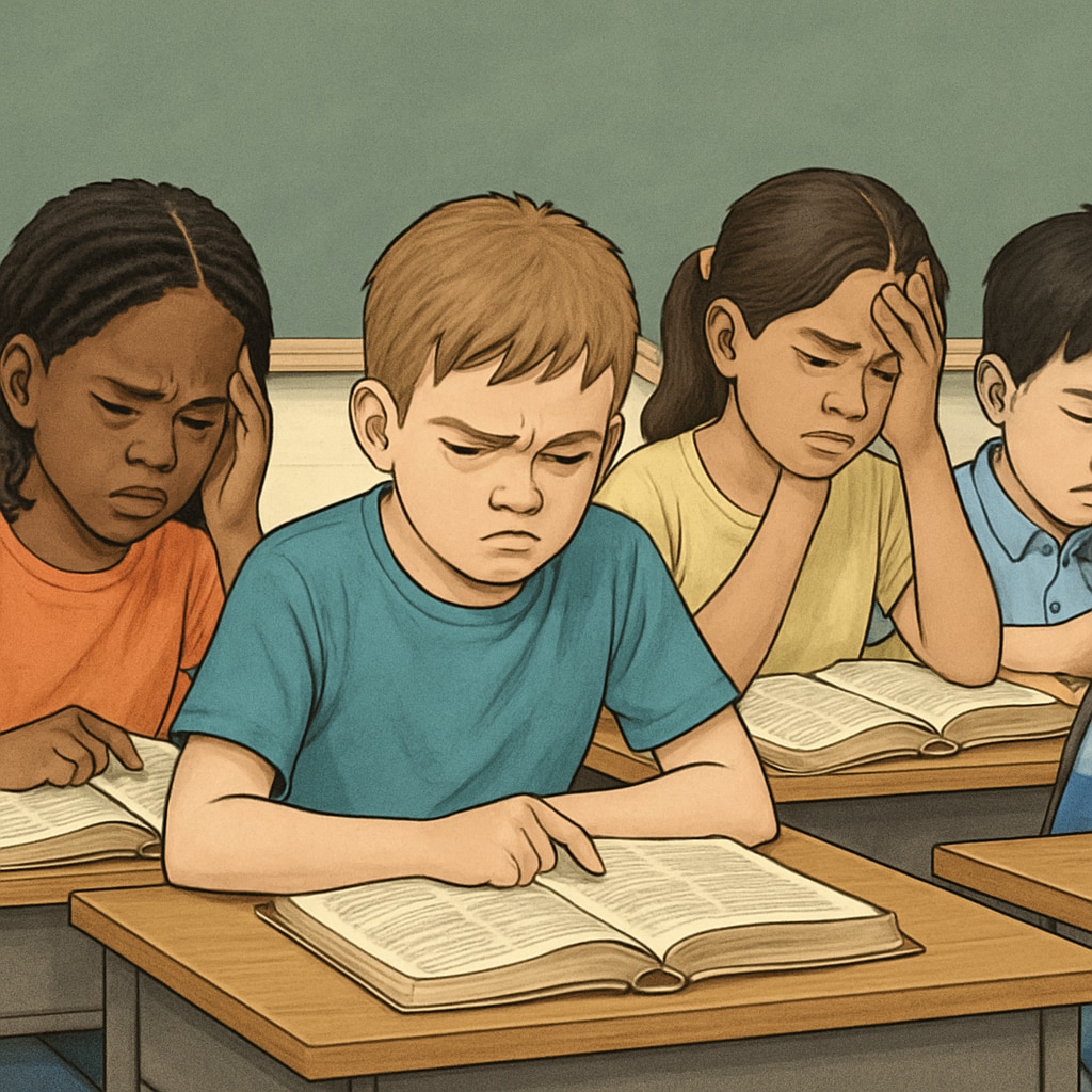 Students struggling with reading instruction in classroom